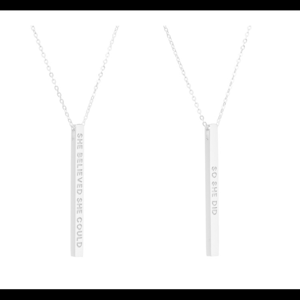 Mantra band silver necklace